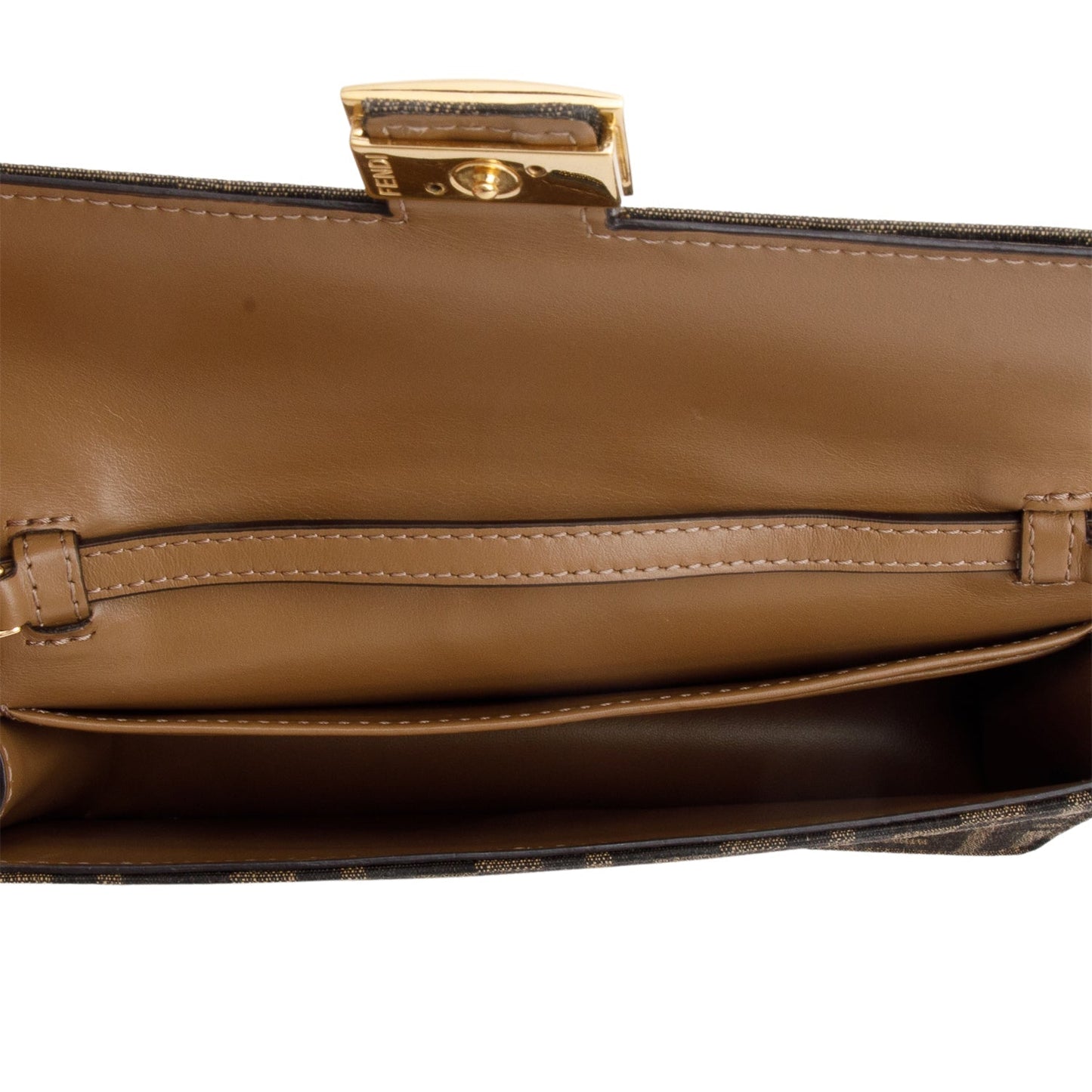 Fendi Brown FF Jacquard Baguette Wallet on Chain