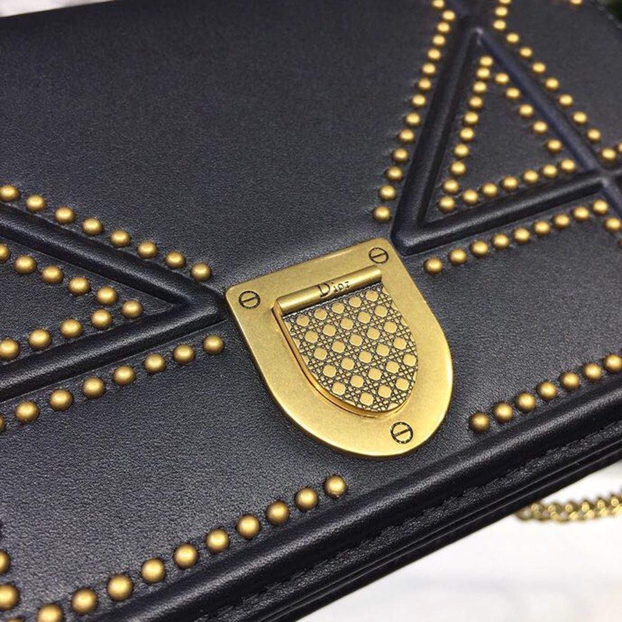 Top Quality Top Qualityama Studded WOC Chain Clutch Black For Women 7.5in/19cm CD