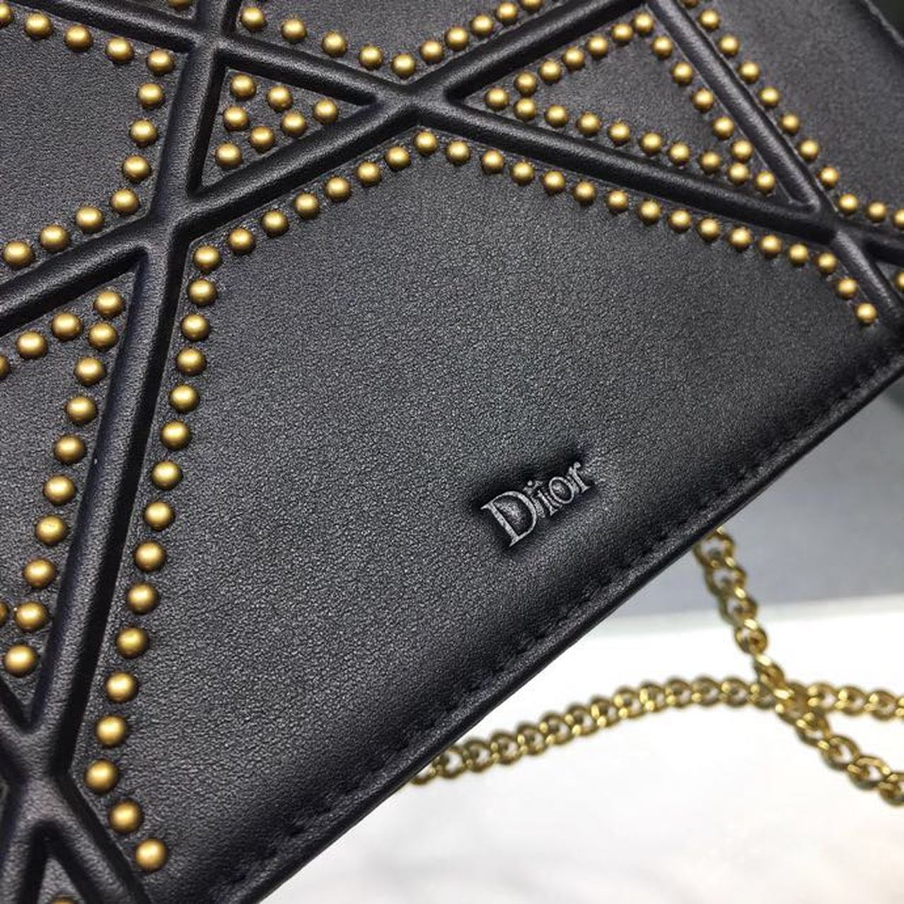 Top Quality Top Qualityama Studded WOC Chain Clutch Black For Women 7.5in/19cm CD