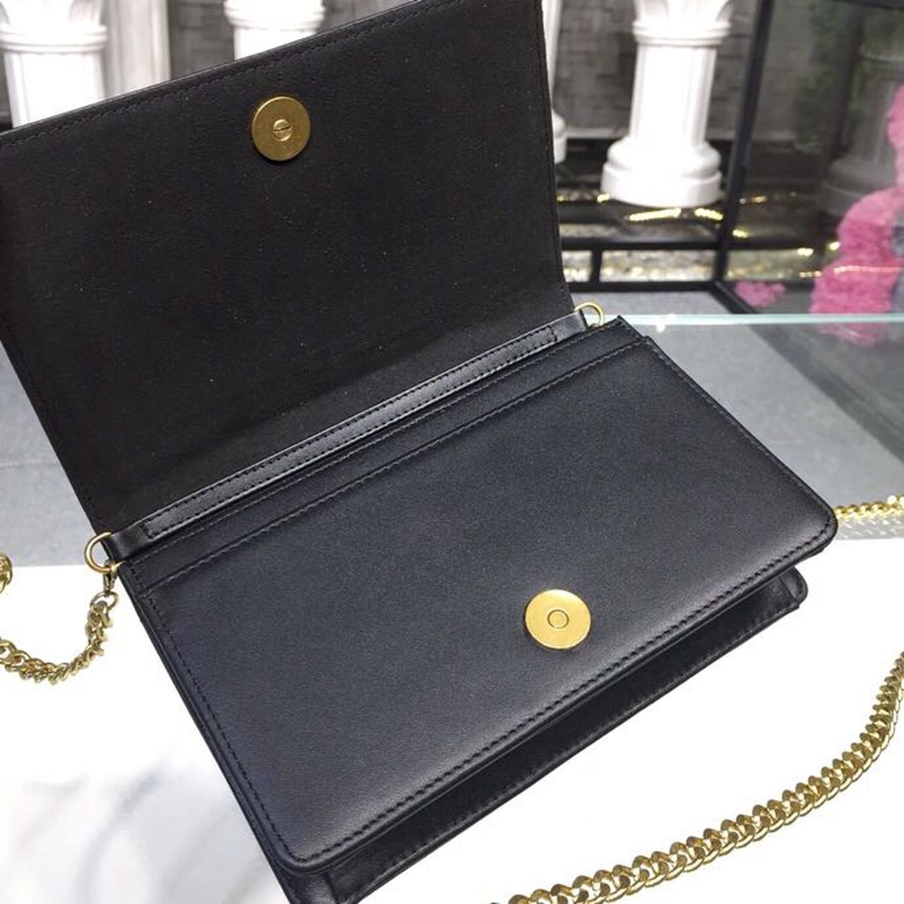 Top Quality Top Qualityama Studded WOC Chain Clutch Black For Women 7.5in/19cm CD