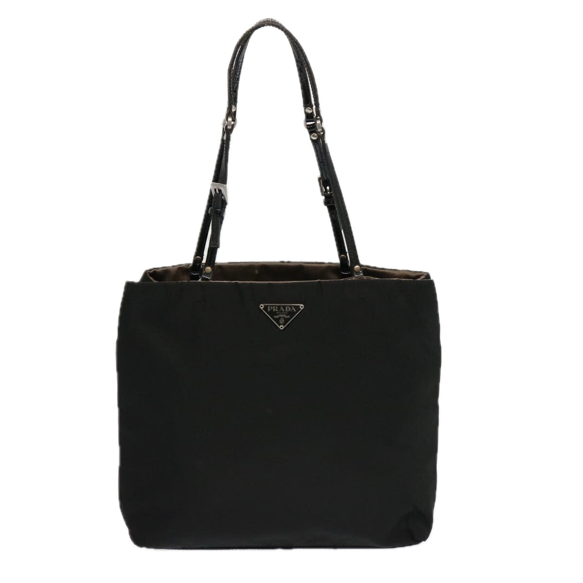 PRADA Hand Bag Nylon Black Auth 69379