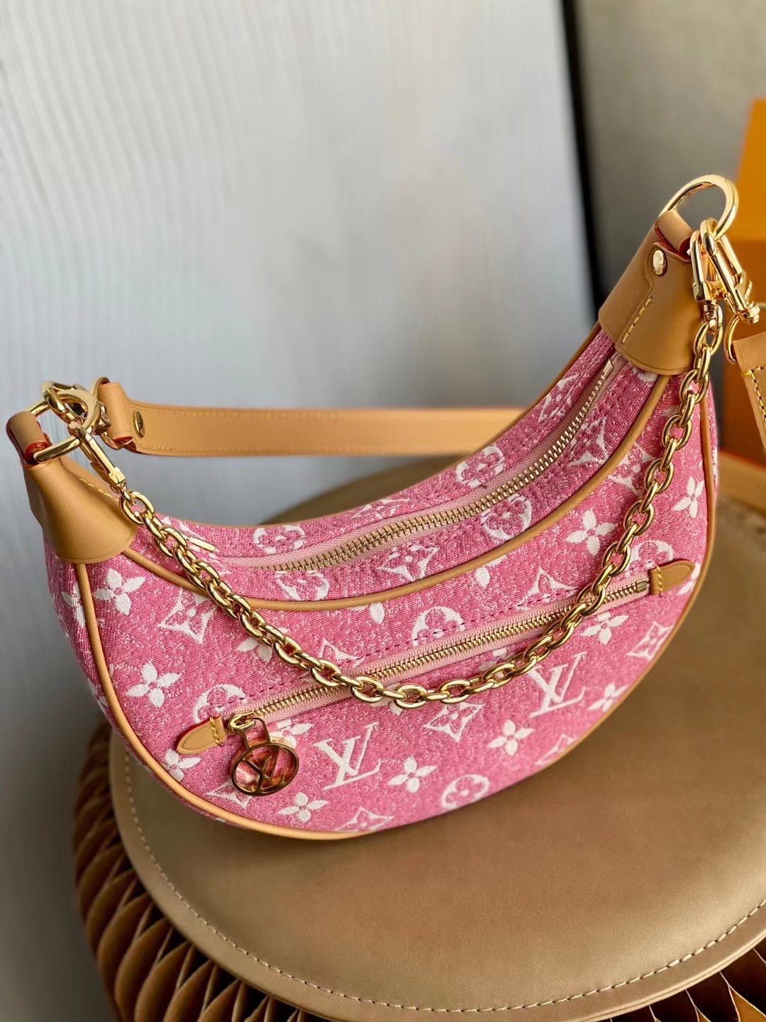 Top Quality Loop Denim Pink For Women,  Shoulder Bags 9.1in/23cm Top Quality