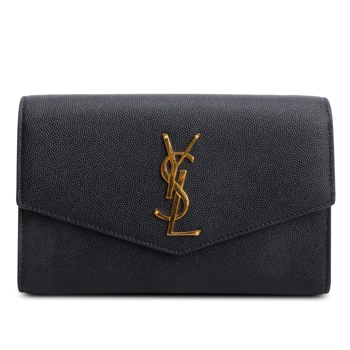 Saint Laurent 2022 Black Grain De Poudre Leather Uptown Chain Wallet