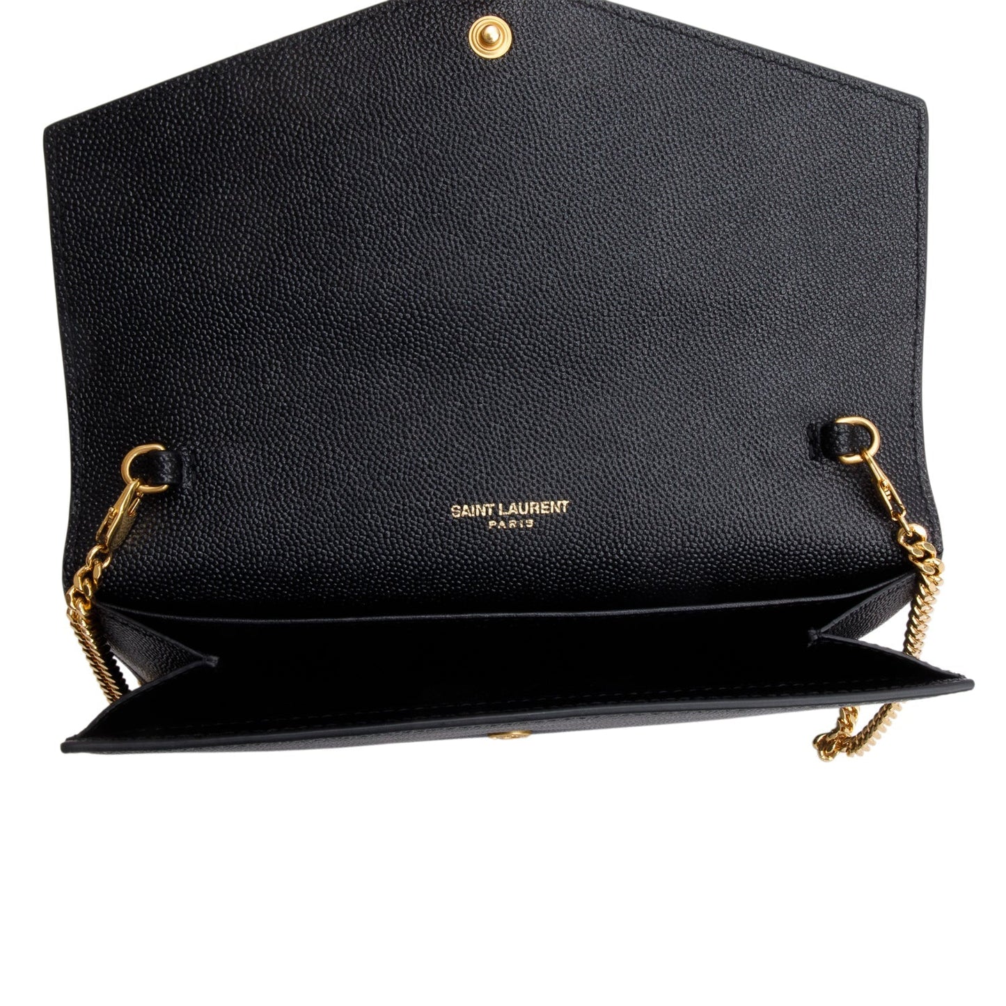 Saint Laurent 2022 Black Grain De Poudre Leather Uptown Chain Wallet