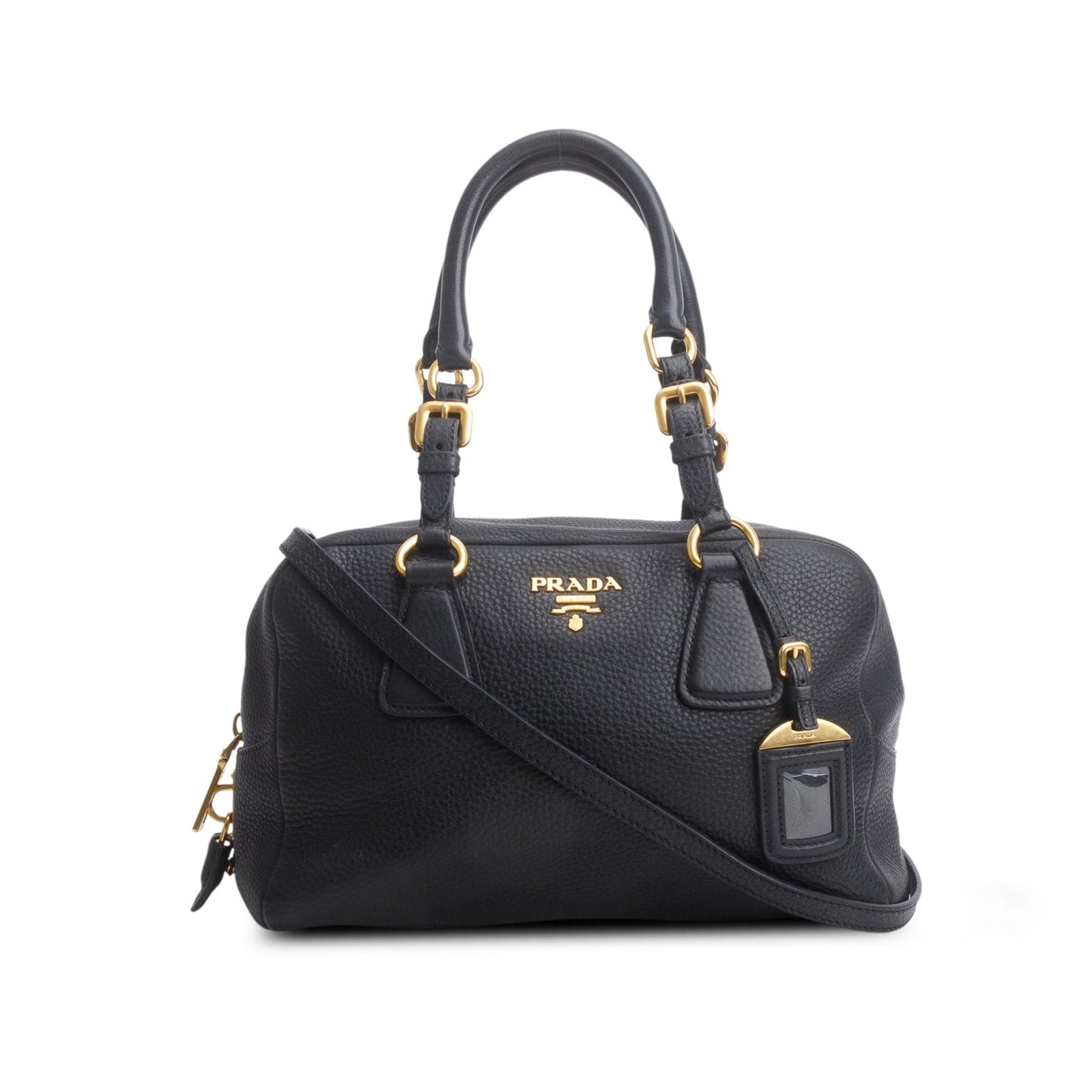 Prada Black Vitello Daino Convertible Bauletto