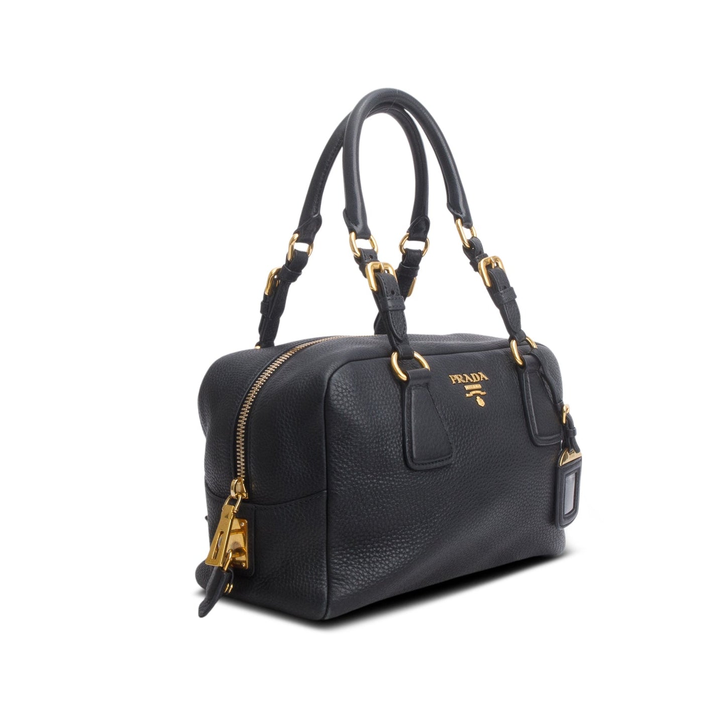 Prada Black Vitello Daino Convertible Bauletto