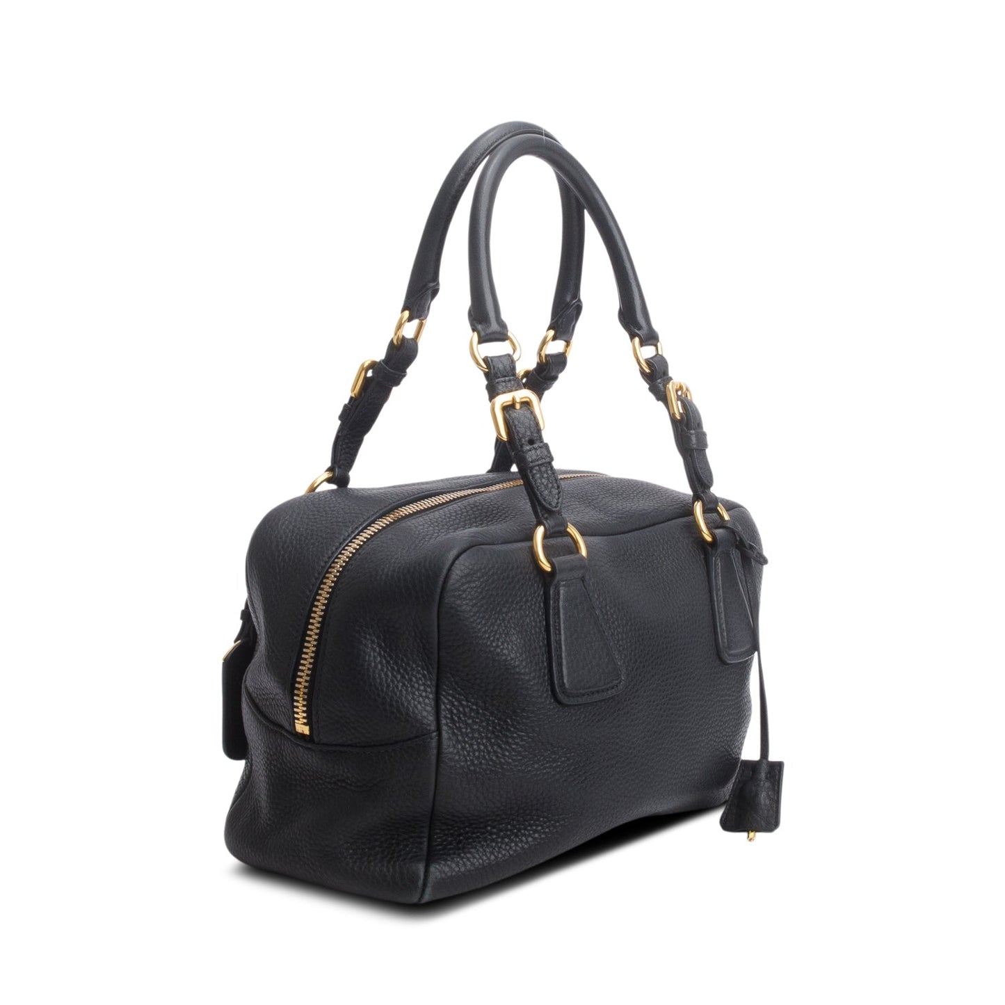 Prada Black Vitello Daino Convertible Bauletto