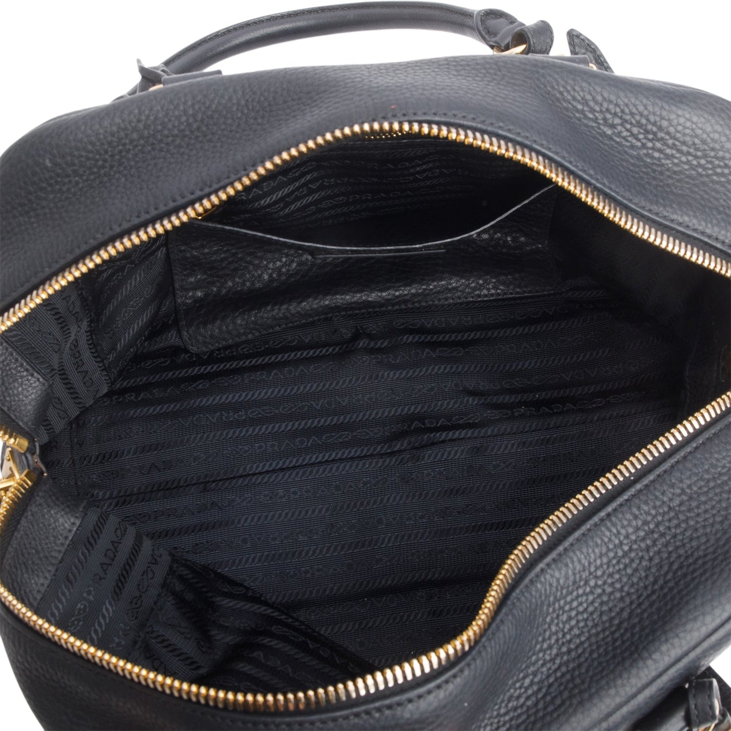 Prada Black Vitello Daino Convertible Bauletto