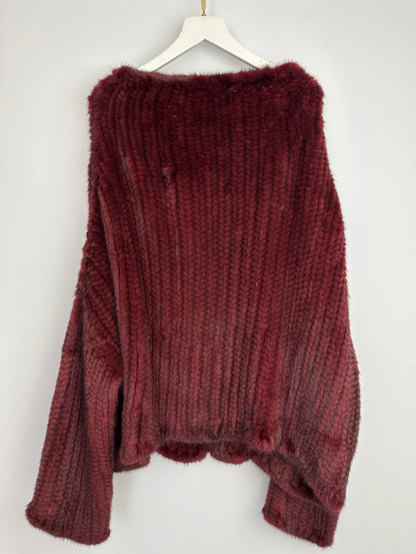 Christian Dior By John Galliano Burgundy Mink Long Sleeve Button Down Jumper with High Neck Size FR 38 (UK 10)