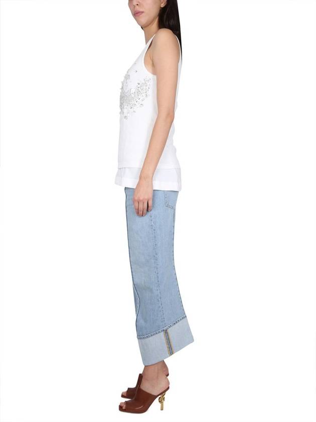 Luxury Bottega Veneta Turn-Up Hem Curved Light Bleached Straight Jeans Blue