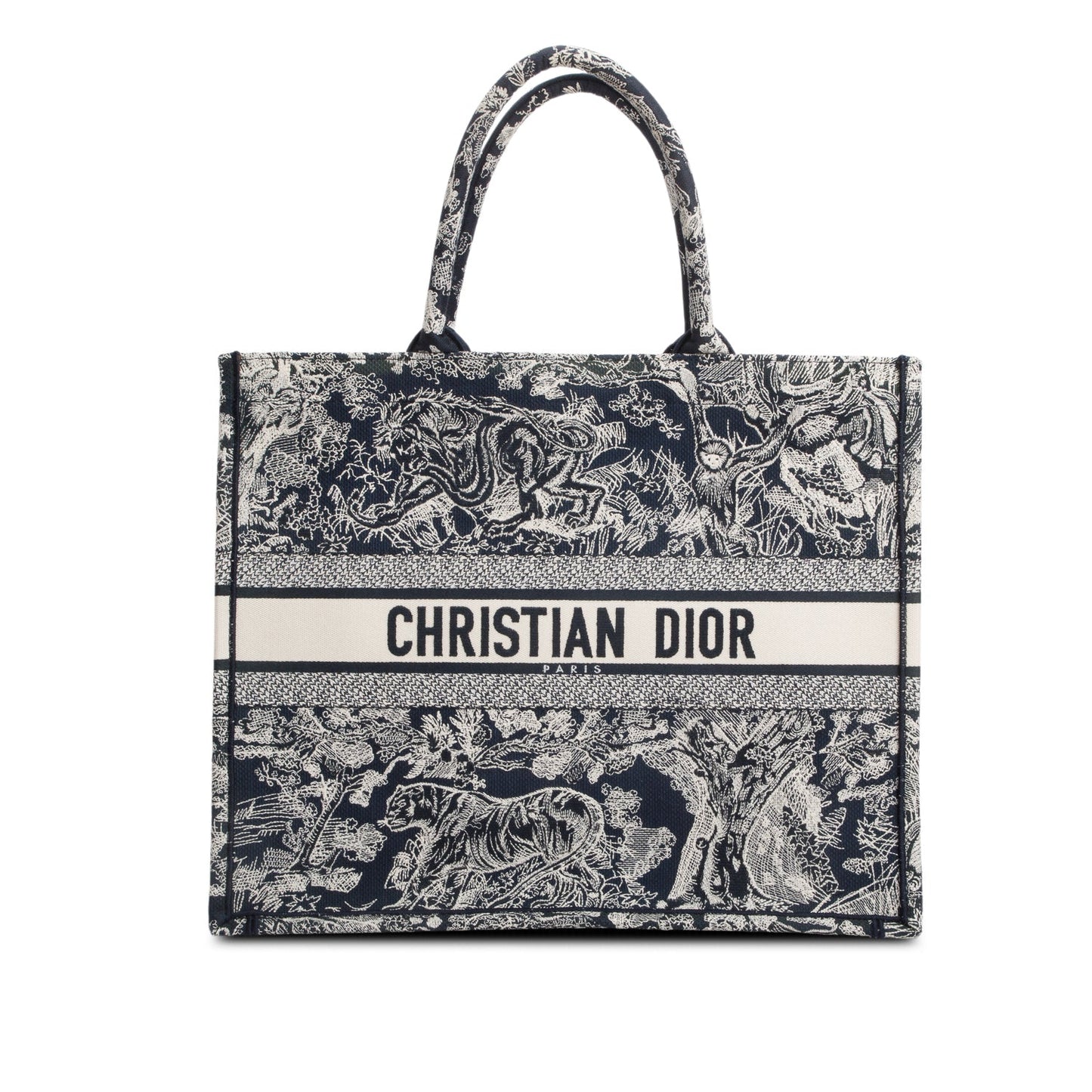 Christian Dior 2022 Canvas Embroidered Large Dioriviera Toile de Jouy Reverse Book Tote