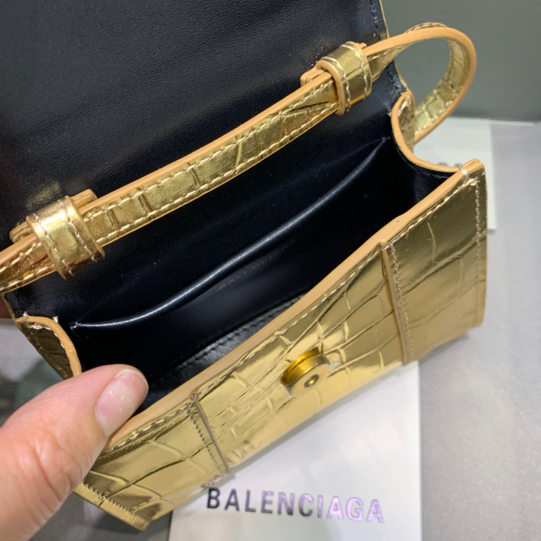 Top Quality Hourglass Mini Handbag In Gold, For Women,  Bags 4.7in/12cm