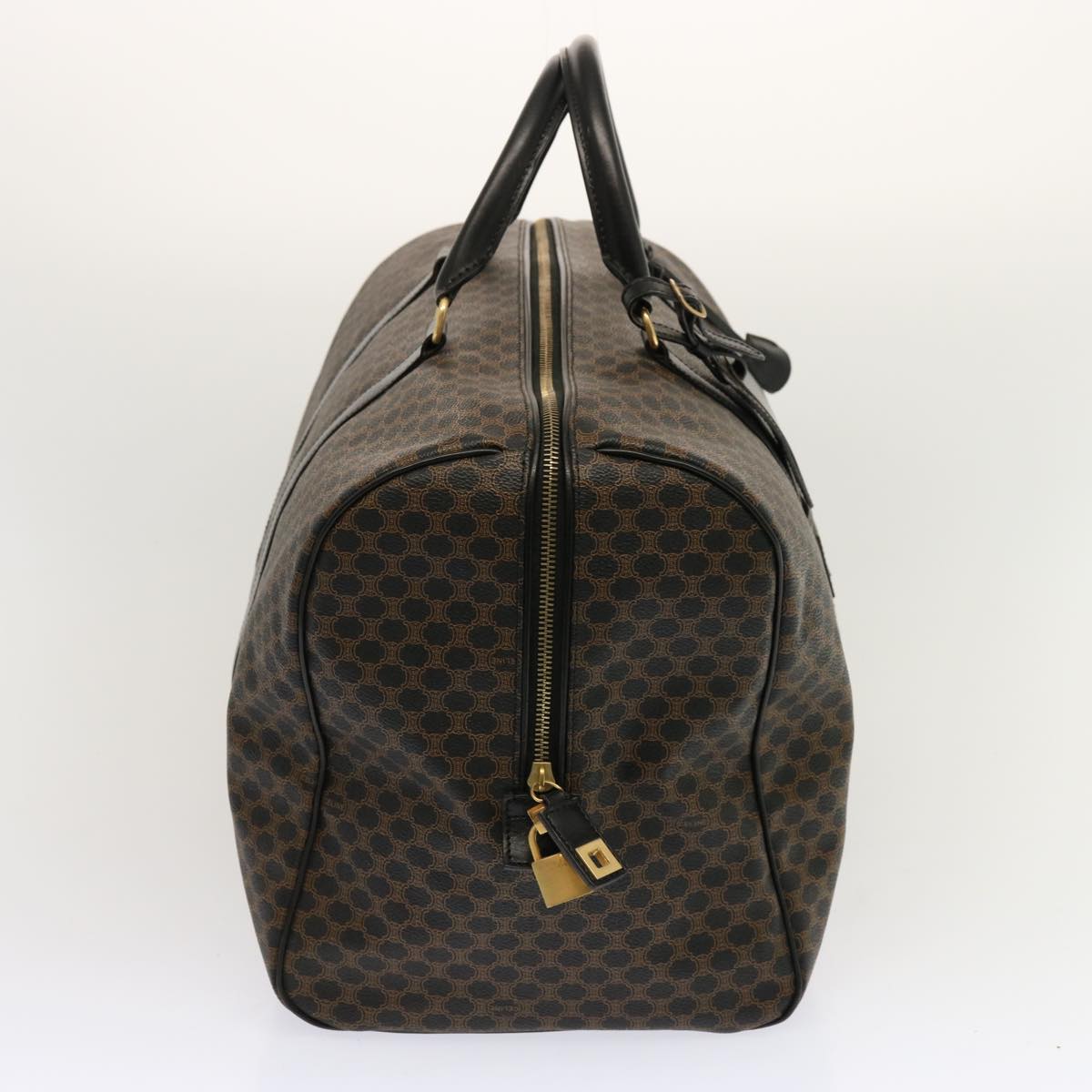 Luxury CELINE Macadam Canvas Boston Bag PVC Black  69754
