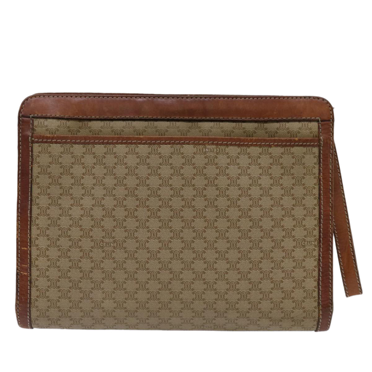 Luxury CELINE Macadam Canvas Clutch Bag PVC Beige Brown  69774
