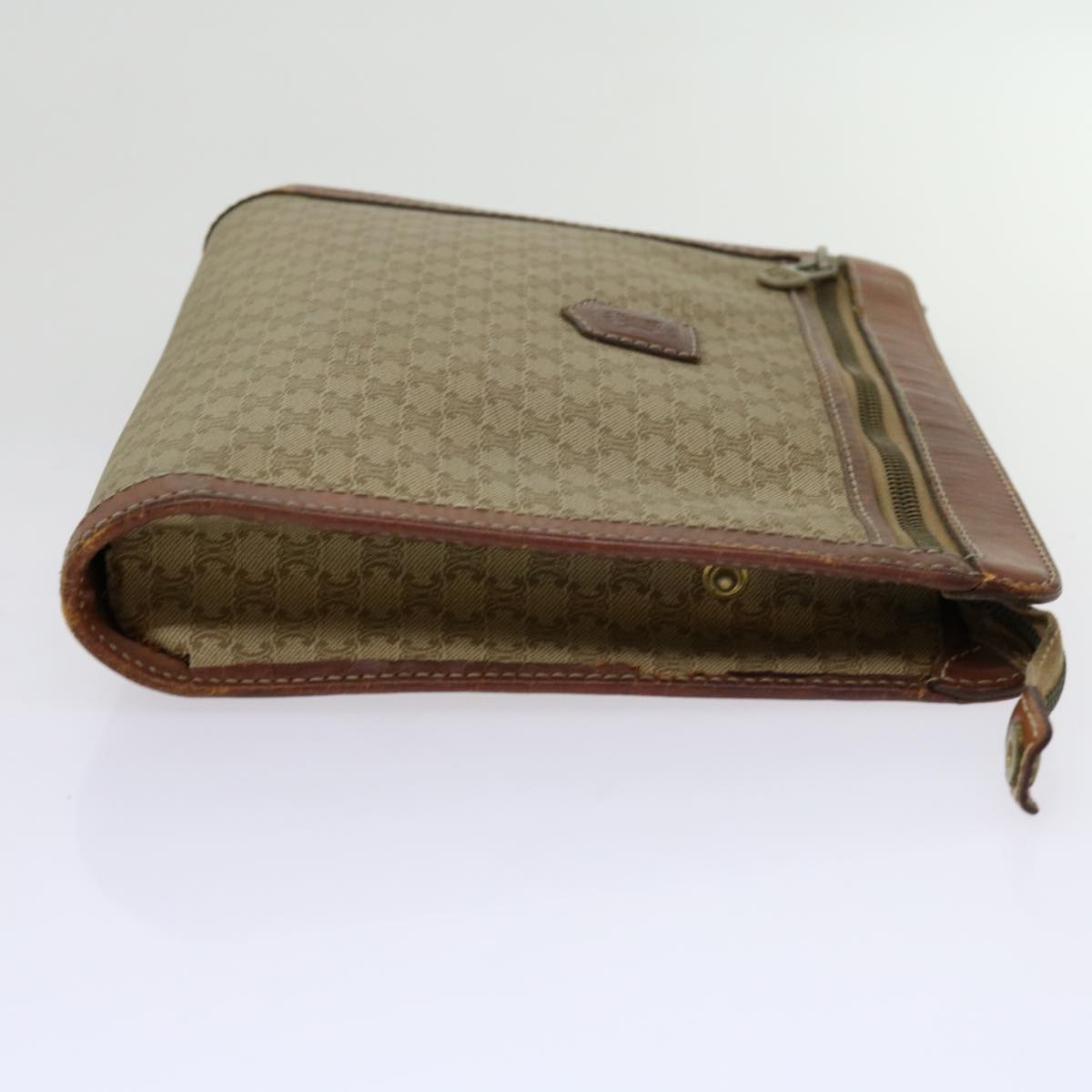Luxury CELINE Macadam Canvas Clutch Bag PVC Beige Brown  69774