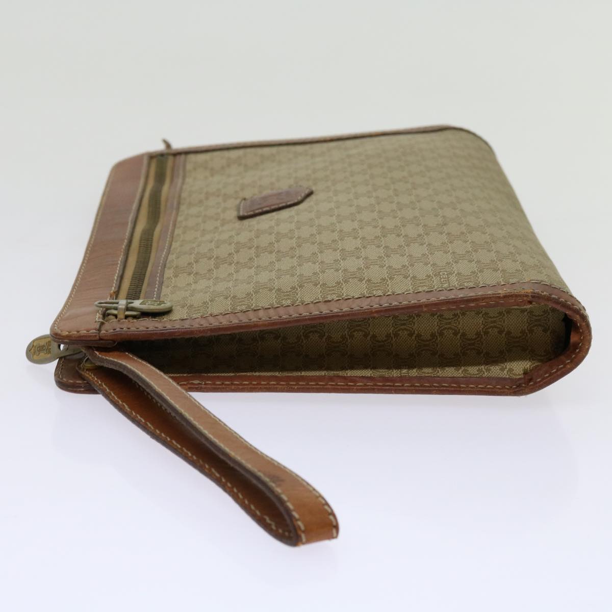 Luxury CELINE Macadam Canvas Clutch Bag PVC Beige Brown  69774