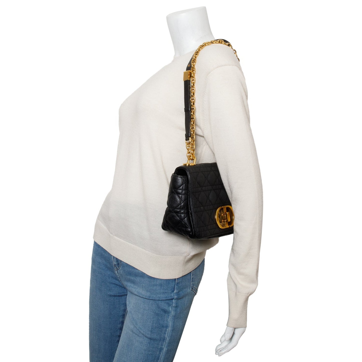 Christian Dior 2023 Black Supple Cannage Calfskin Medium Dior Caro Bag