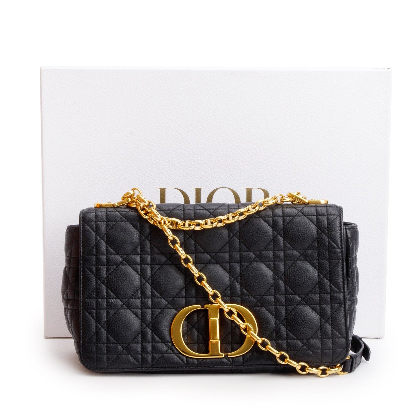 Christian Dior 2023 Black Supple Cannage Calfskin Medium Dior Caro Bag