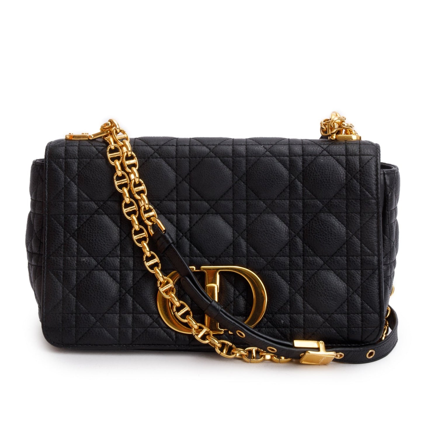 Christian Dior 2023 Black Supple Cannage Calfskin Medium Dior Caro Bag