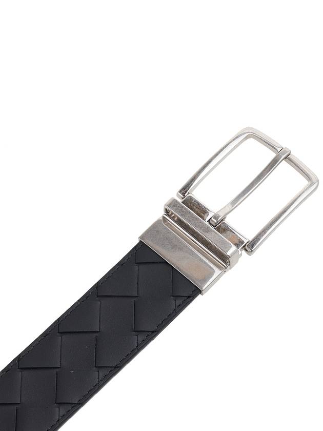 Luxury Bottega Veneta Men's Intrecciato Leather Belt Black