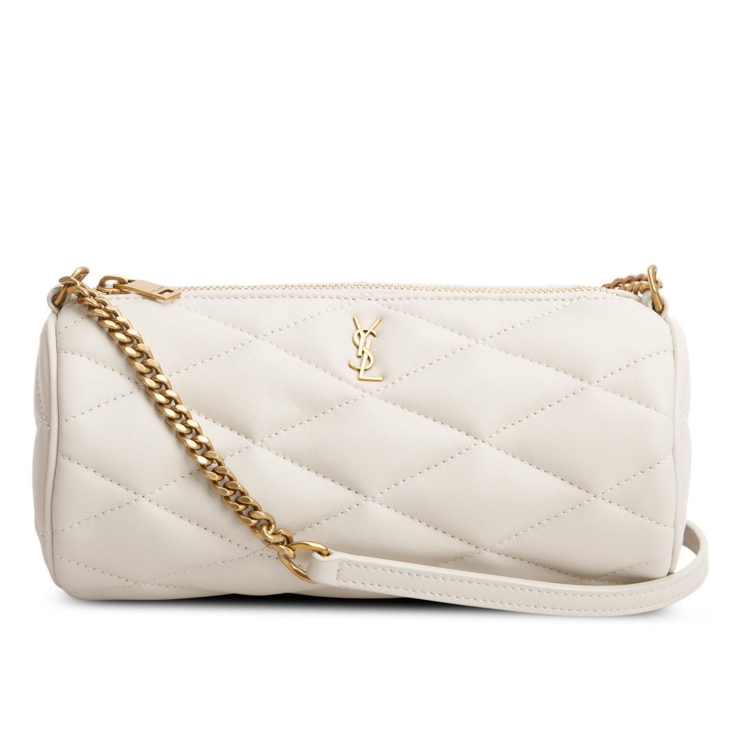 Saint Laurent 2022 Ivory Quilted Lambskin Leather Mini Sade Tube Bag