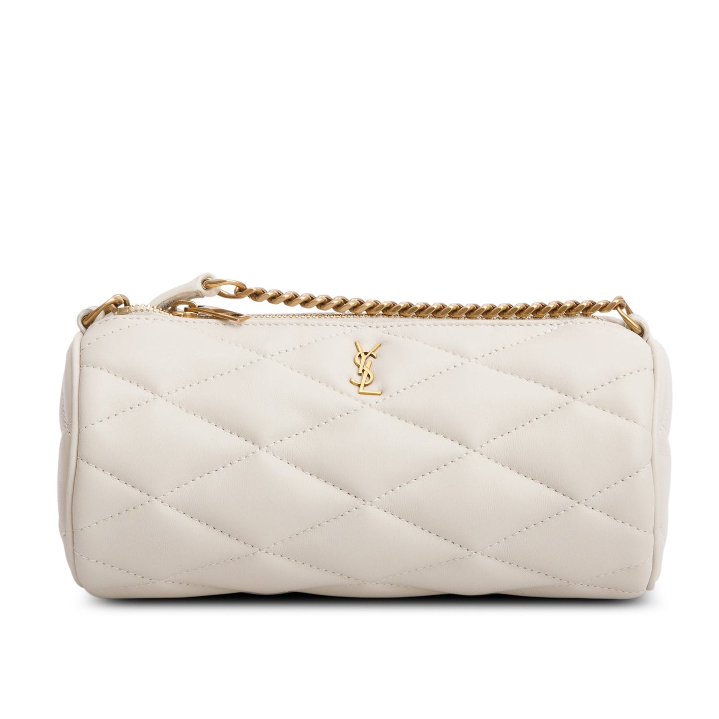 Saint Laurent 2022 Ivory Quilted Lambskin Leather Mini Sade Tube Bag