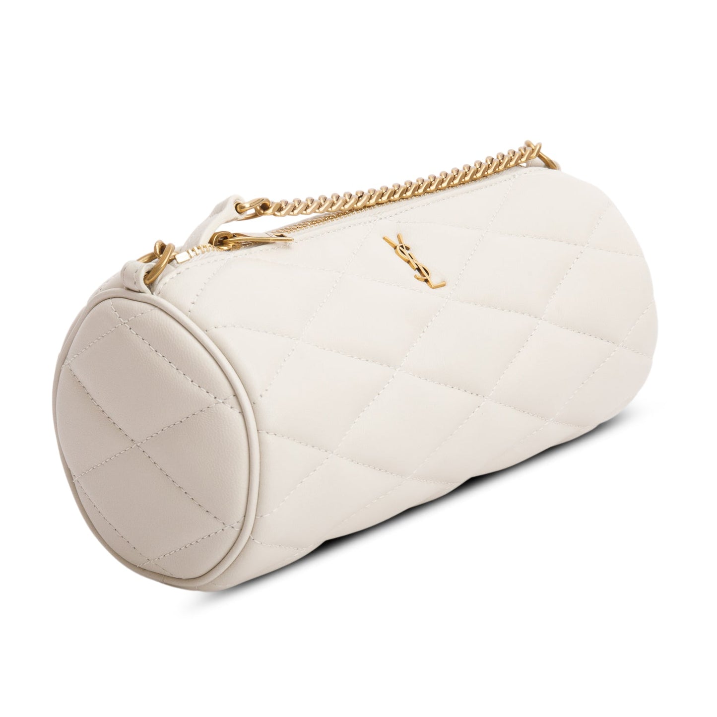 Saint Laurent 2022 Ivory Quilted Lambskin Leather Mini Sade Tube Bag
