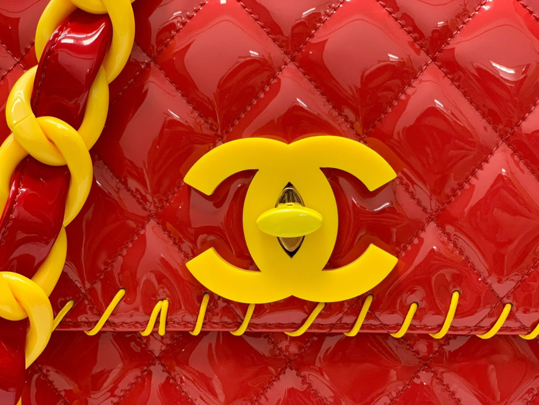 CHLVinyl Classic Red and Yellow Shoulder bag For Women 29cm/11.5in
