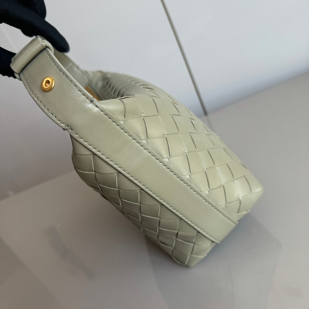 Bottega Veneta Mini Wallace Leather Green Travertine & M  Brass