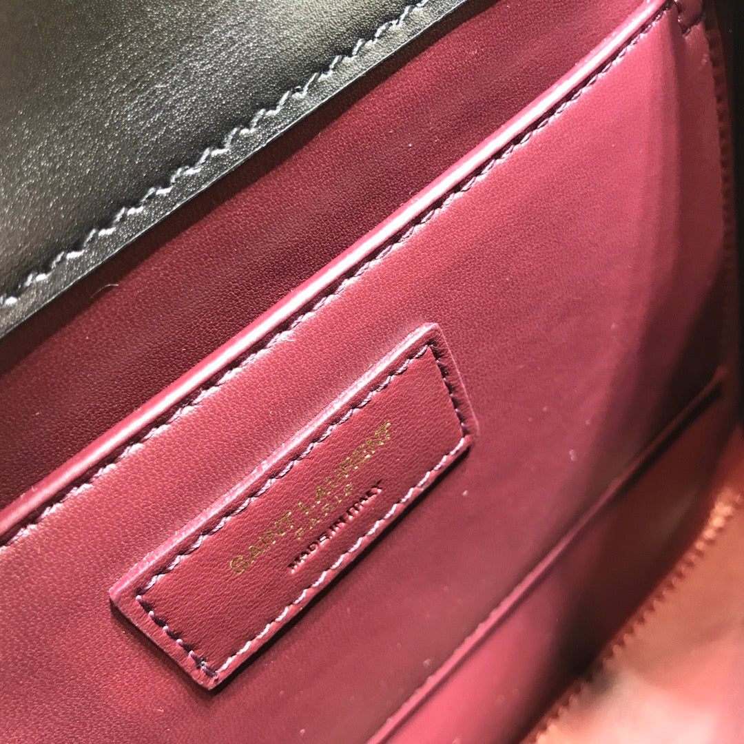 YSSL Cassandra Medium Top Handle Bag In Grain Black For Women 9in/24.5cm YSL 623931BOW0W1000