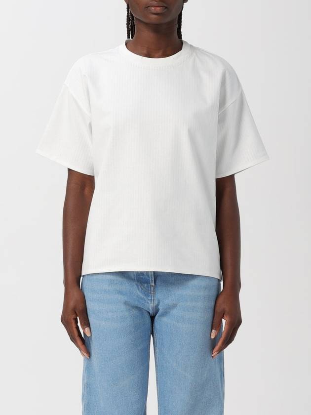 Luxury Bottega Veneta Double Layer Cotton Check Short Sleeve T-Shirt White