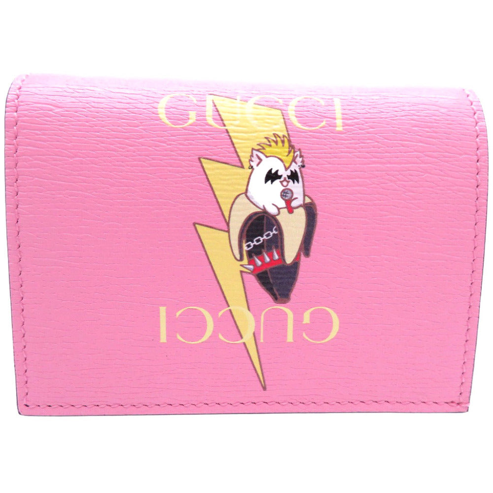 GUCCI Bifold Wallet 701009 leather pink bananya banana Women