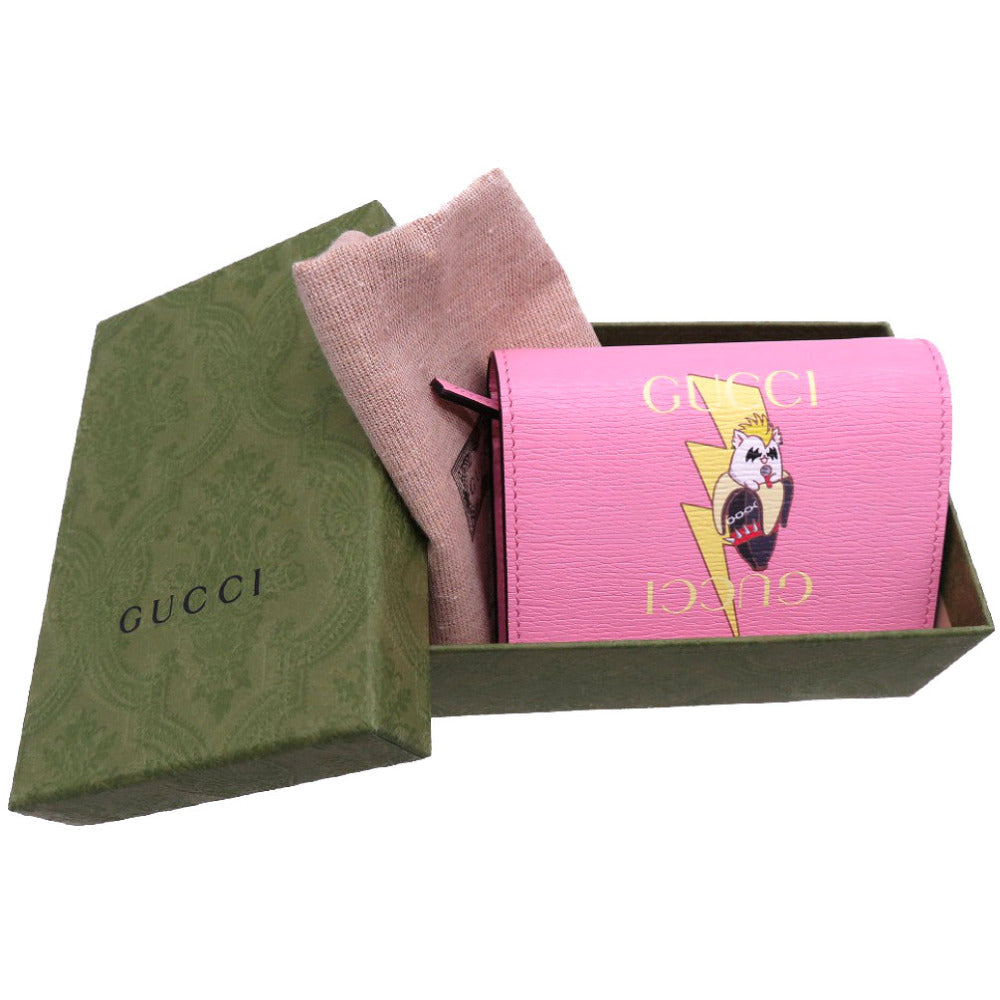 GUCCI Bifold Wallet 701009 leather pink bananya banana Women