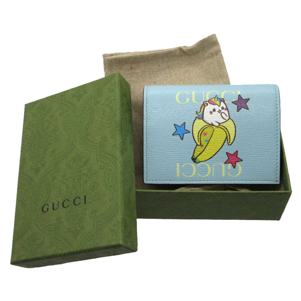 GUCCI Bifold Wallet 701009 leather blue bananya banana Women