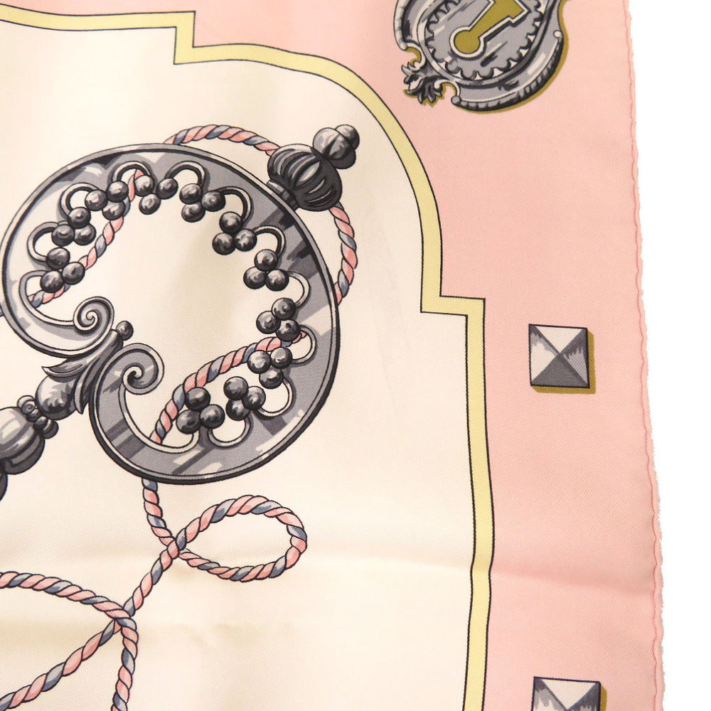 HERMES scarf silk pink Carre90 LES CLES key pattern Women  d