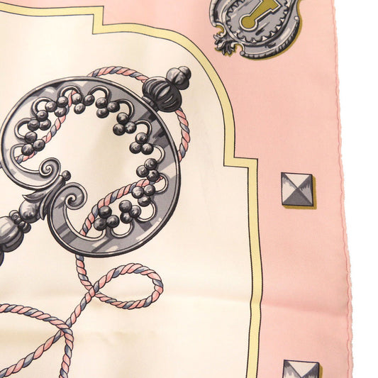HERMES scarf silk pink Carre90 LES CLES key pattern Women  d