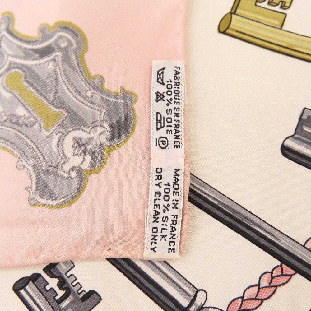 HERMES scarf silk pink Carre90 LES CLES key pattern Women  d