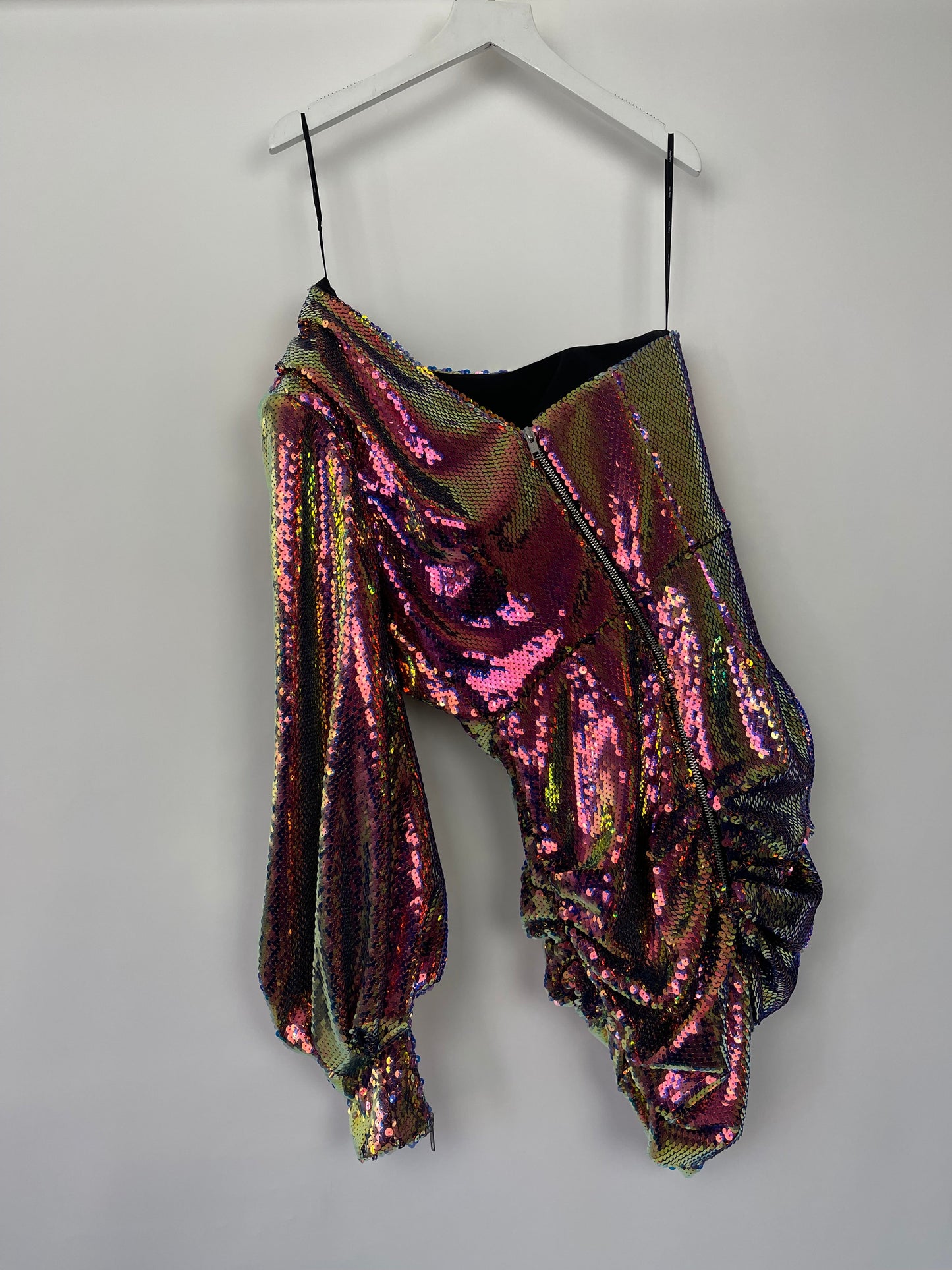 Alex Perry Multi-Coloured One Shoulder Sequin Dress Size UK 8