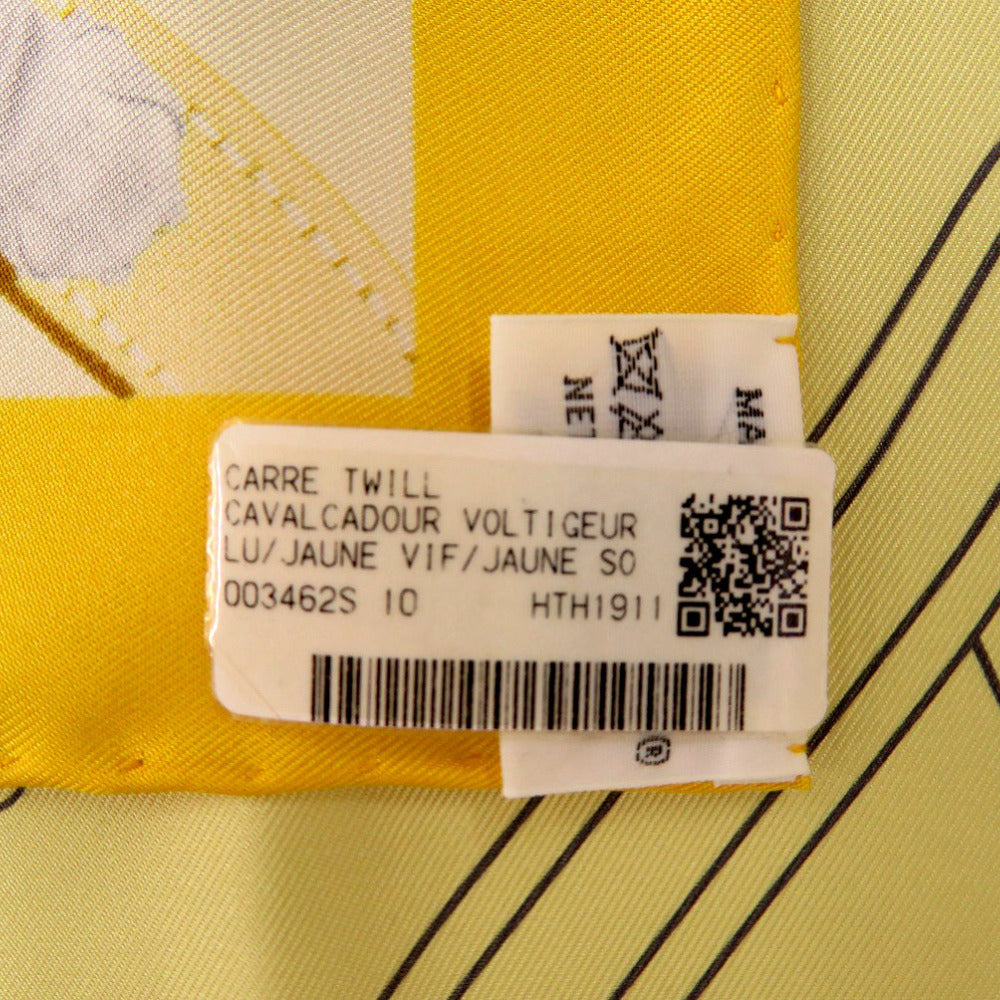 HERMES scarf silk yellow Carre90 CAVALCODOUR VOLTIGEUR Women  d