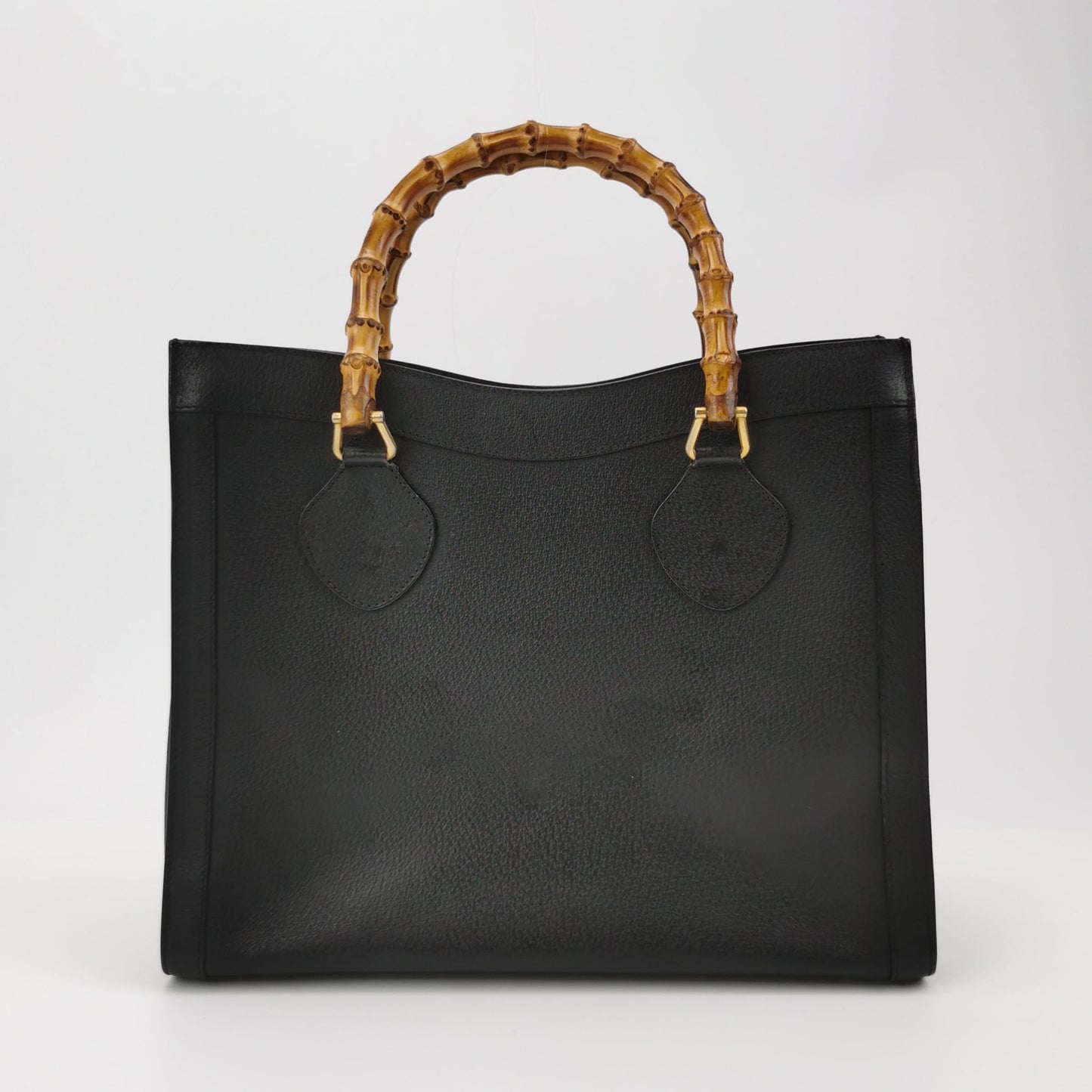 Gucci Diana   Large Black Calfskin Leather Bamboo Top Handles Tote Bag
