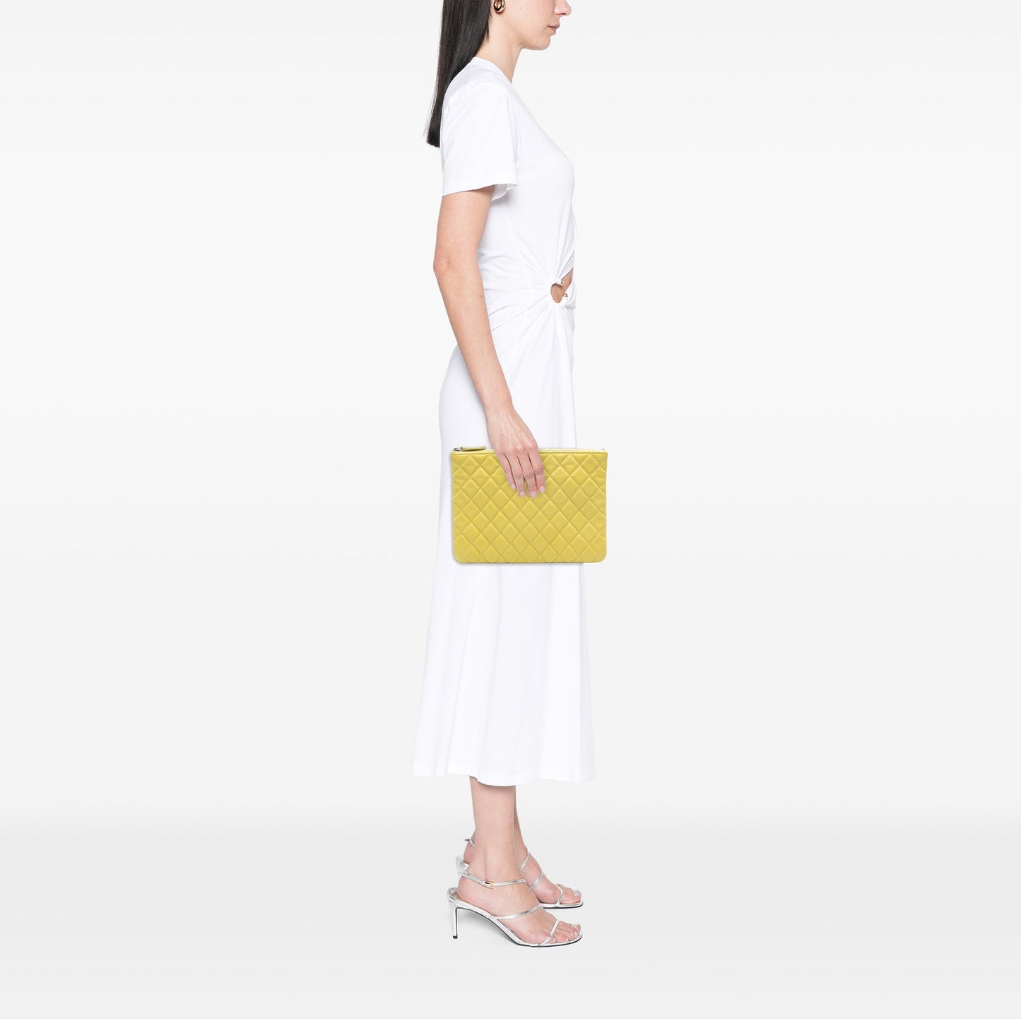 Yellow Chanel Medium Quilted Caviar O Case Clutch