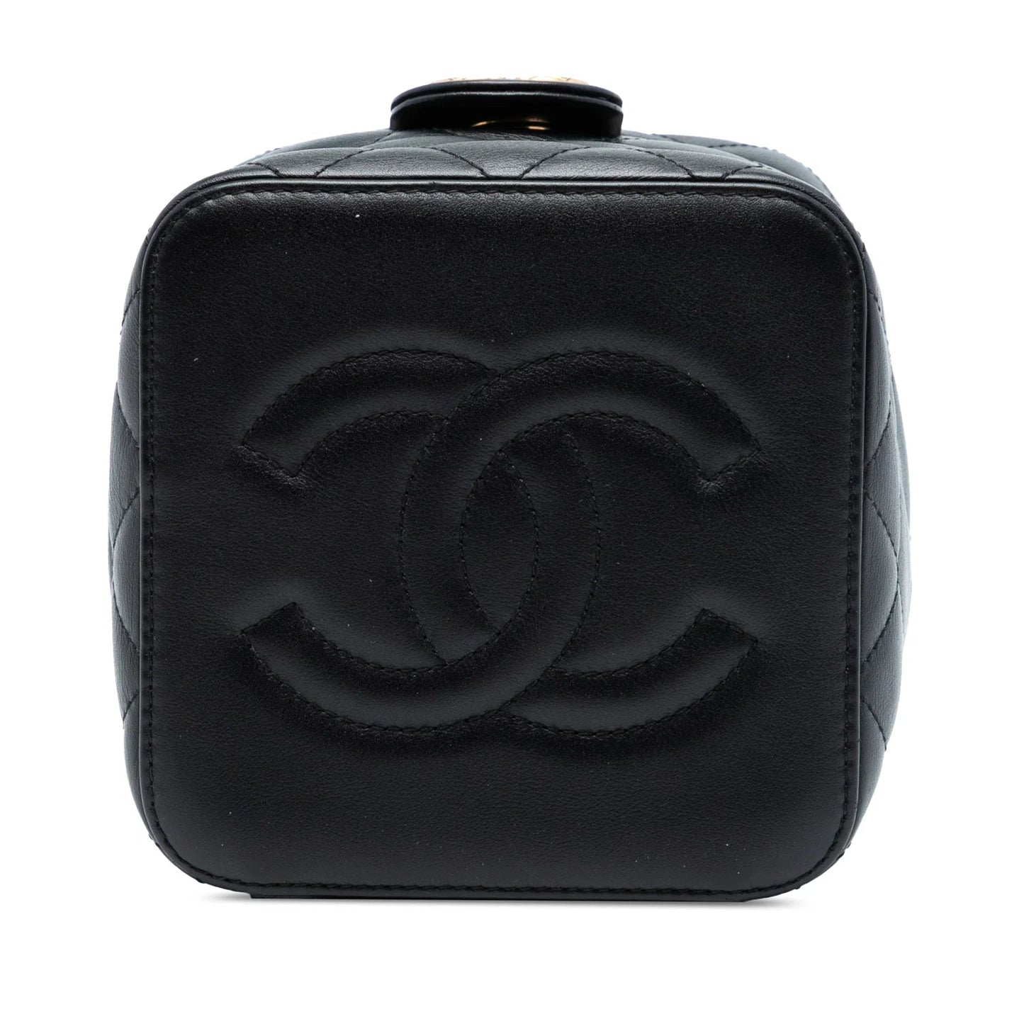Black Chanel CC Quilted Calfskin Vanity Case with Chain Satchel