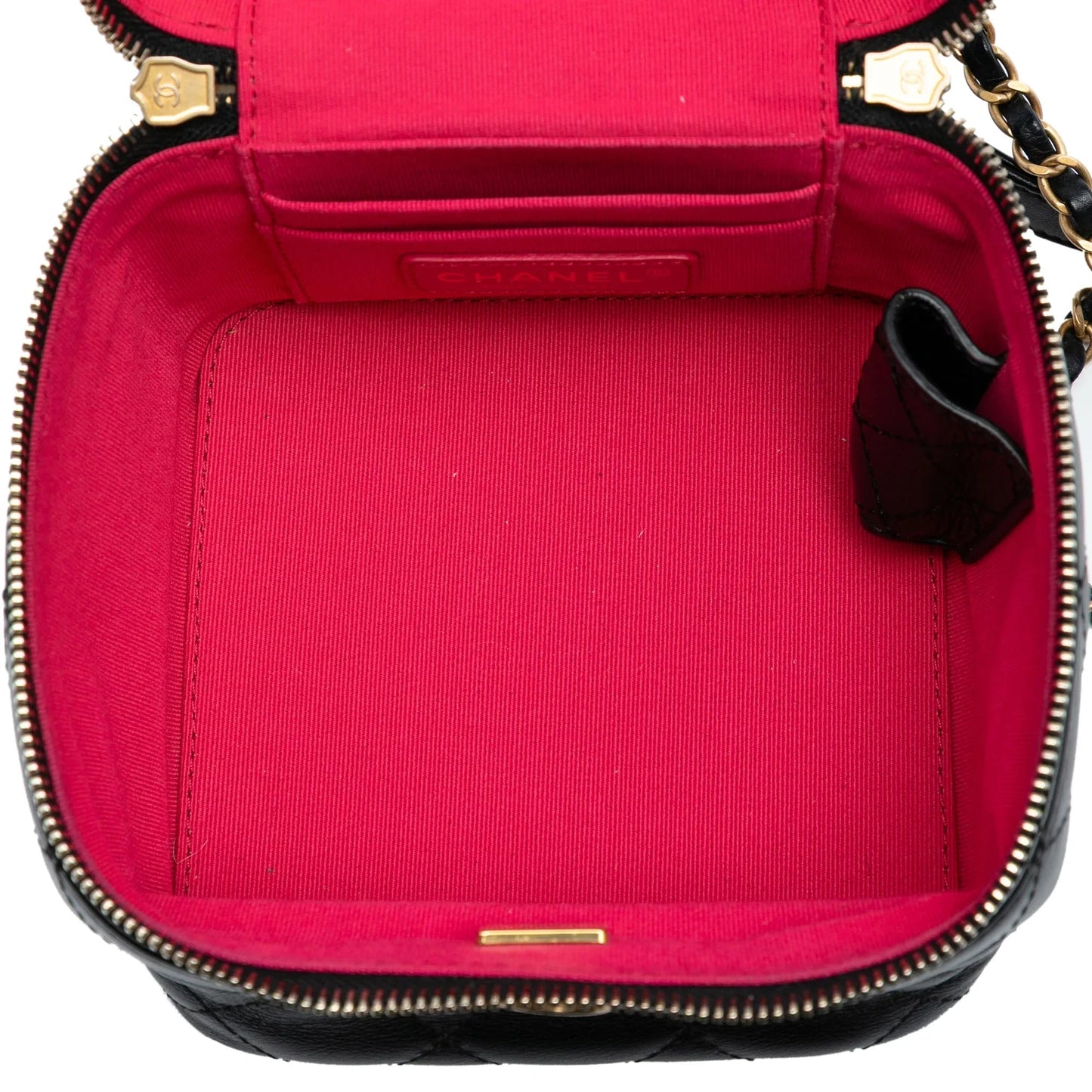 Black Chanel CC Quilted Calfskin Vanity Case with Chain Satchel
