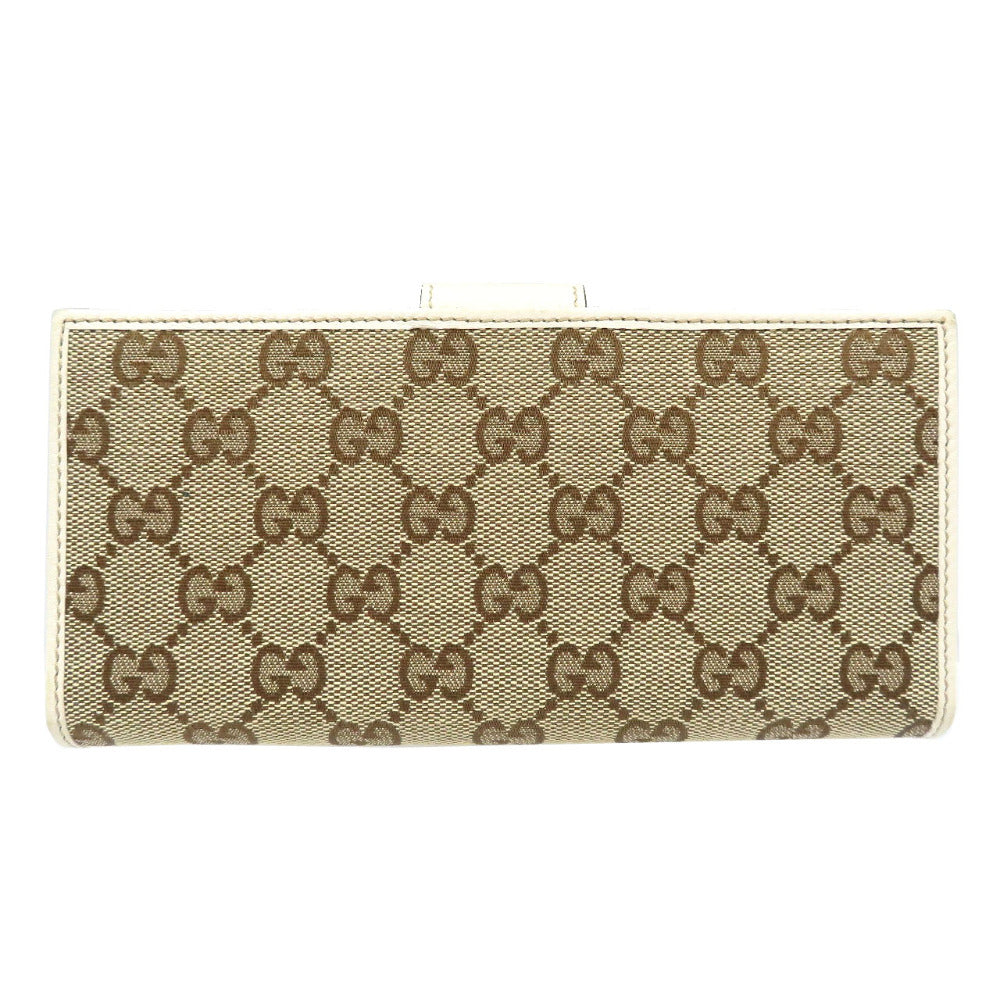 GUCCI Long Wallet Purse 212096 GG canvas, leather beige Continental wallet Women