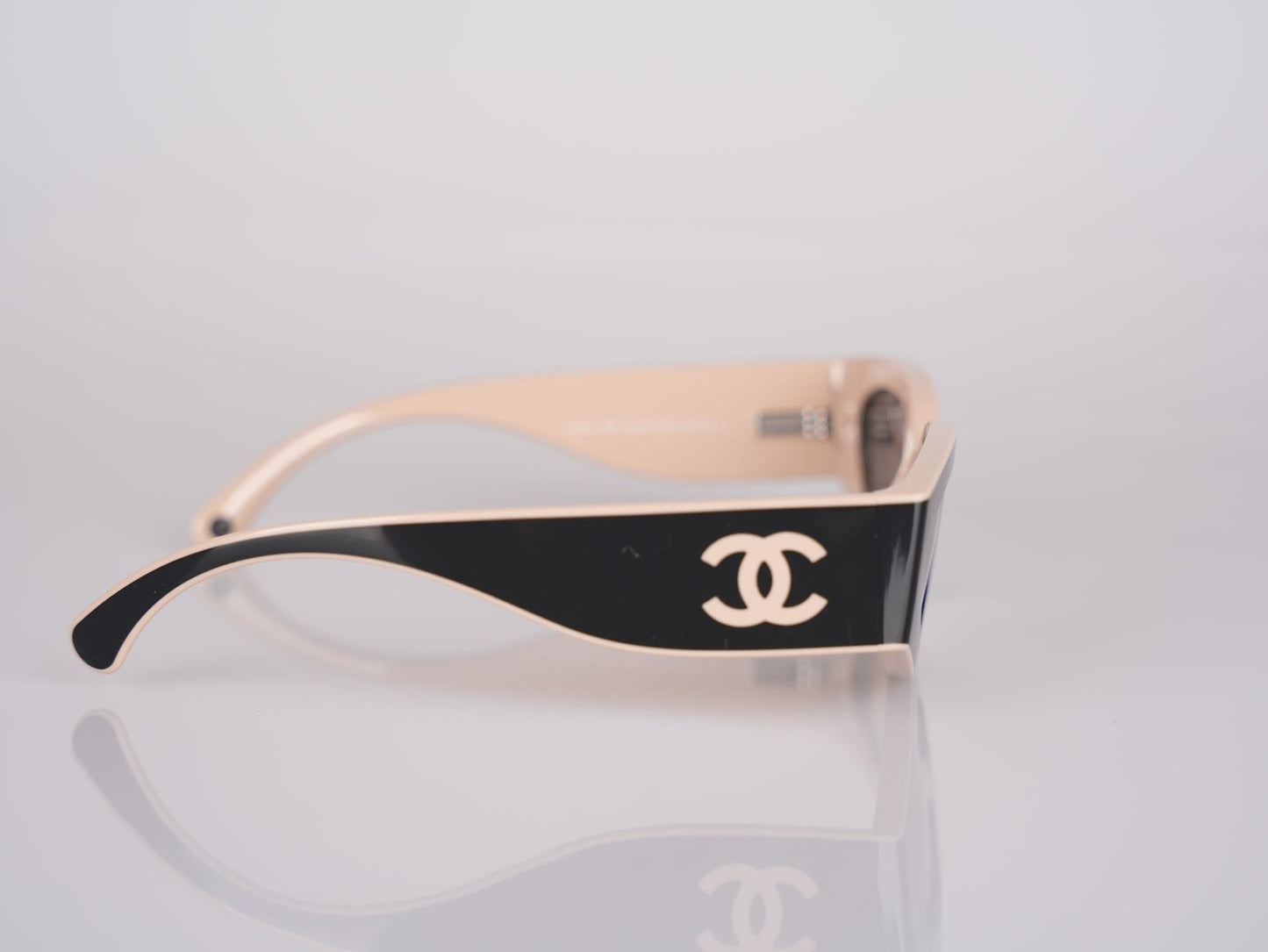 Chanel Cat Eye Sunglasses with CC Logo Black and Beige