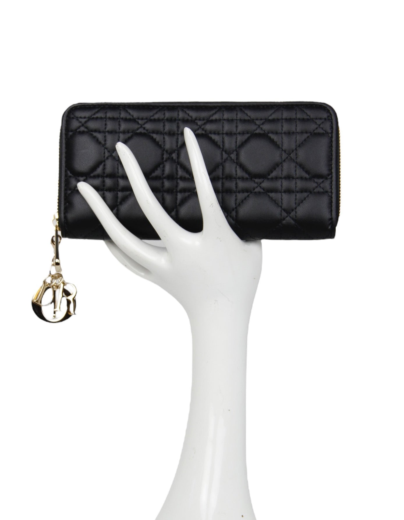 Christian Dior Black Lady Dior Voyageur Wallet