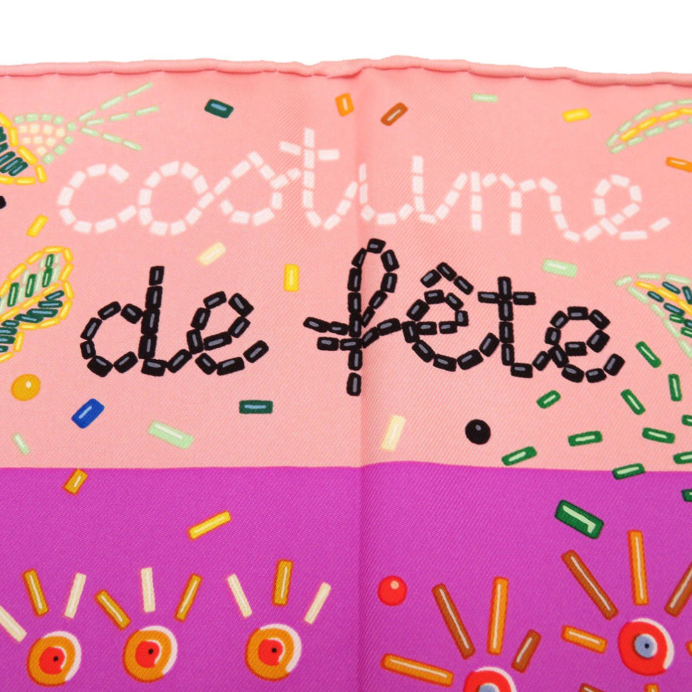 HERMES scarf silk Rose Carre90 Costume de Fete Women  d