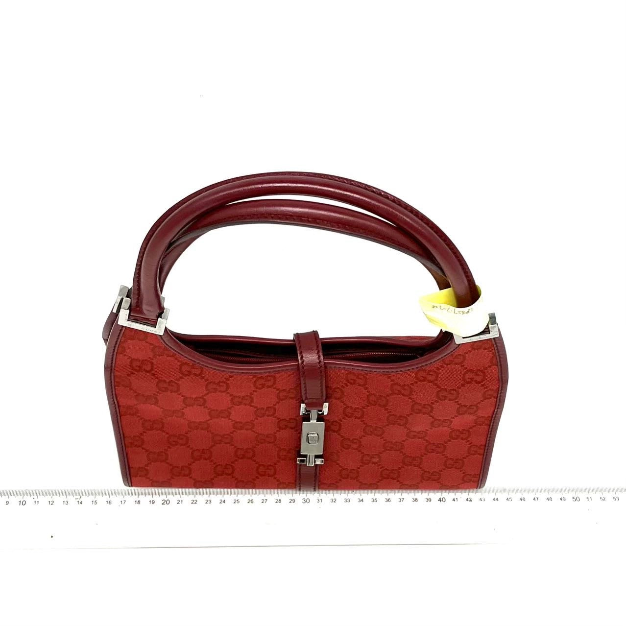 Gucci Jackie   Red Monogram Fabric and Leather Shoulder Bag