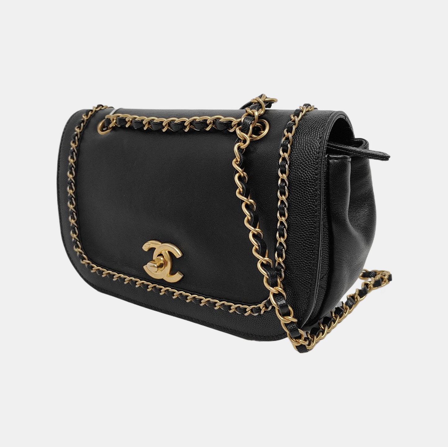 Chanel Lovely Chains Flap Bag Black Calfskin Leather Gold Hardware 2018-19