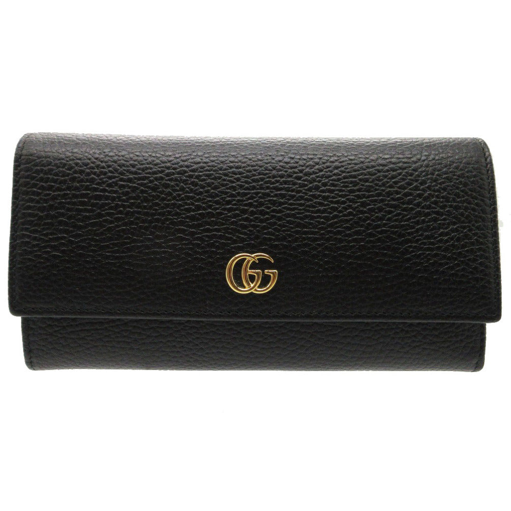 GUCCI Long Wallet Purse 456116 leather black GG Petit Marmont Women